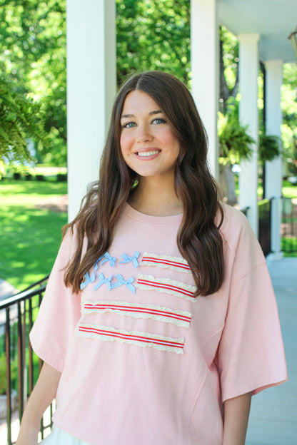 USA Flag bow crewneck