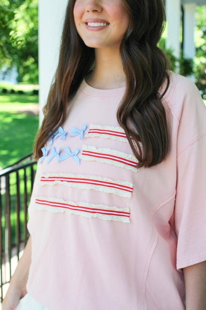 USA Flag bow crewneck