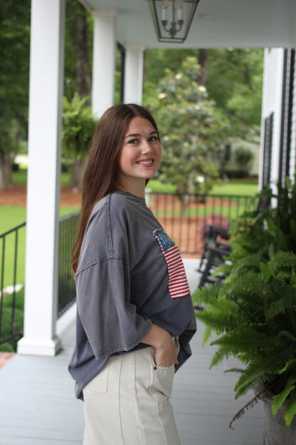 American flag short sleeve pullover
