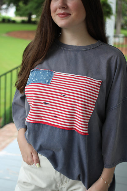 American flag short sleeve pullover