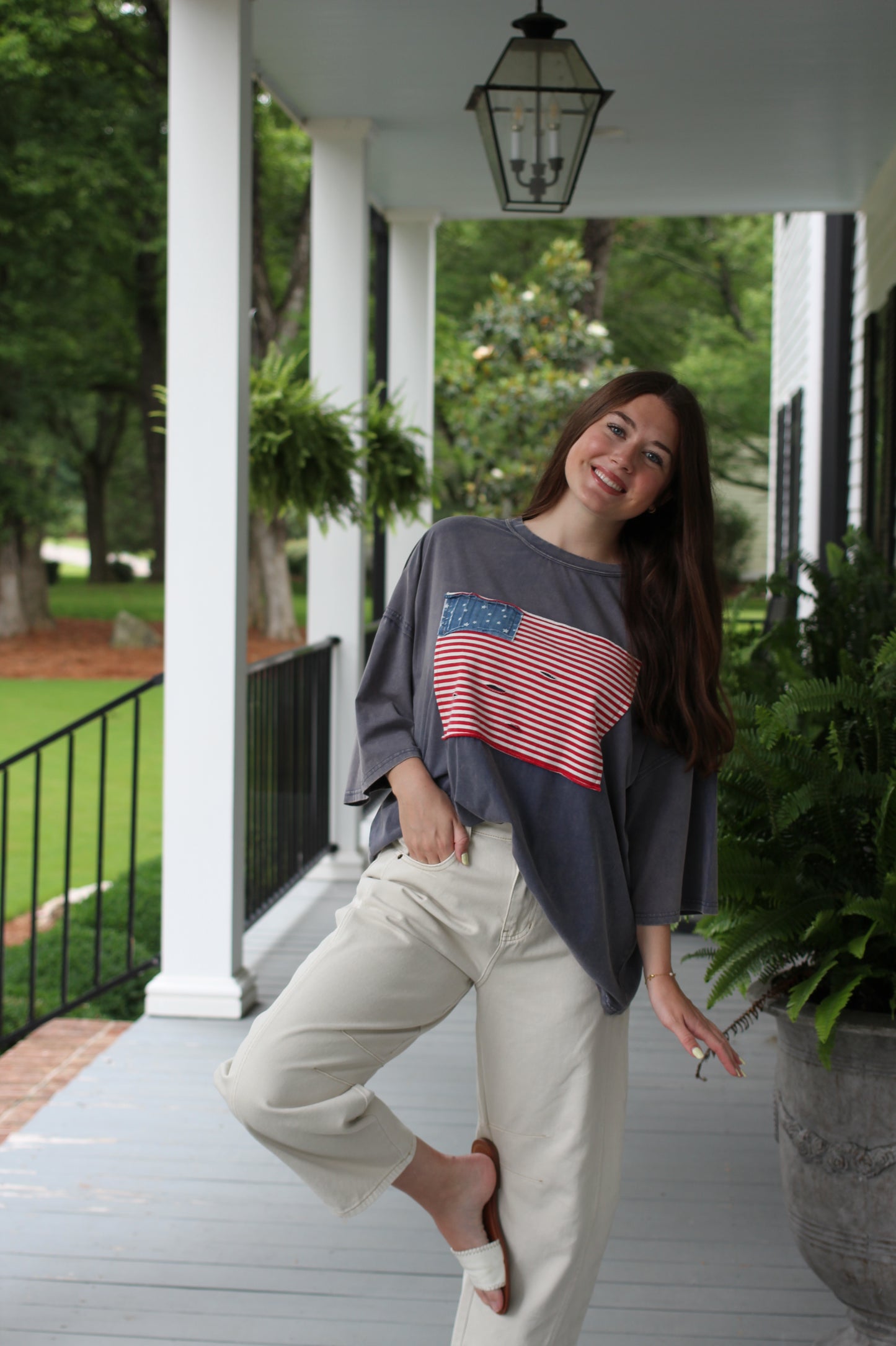 American flag short sleeve pullover