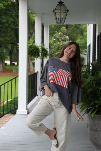 American flag short sleeve pullover