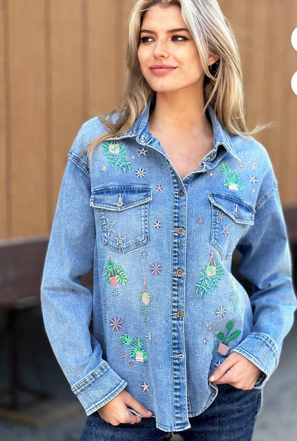 Denim Plant Hanging Shirt