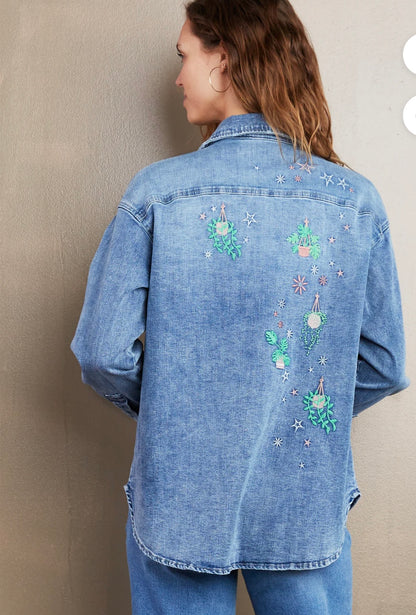 Denim Plant Hanging Shirt